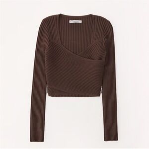 Abercrombie & Fitch Brown Ribbed Knit Top